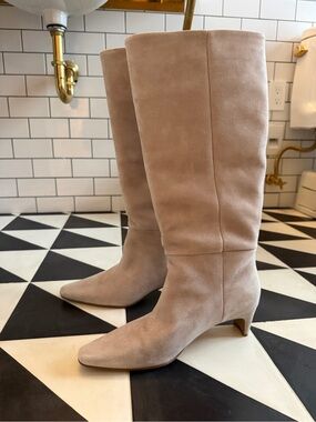 Steve Madden Over-the-Knee Suede Boots in Bone Beige
